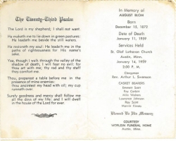August Blom's Funeral Card